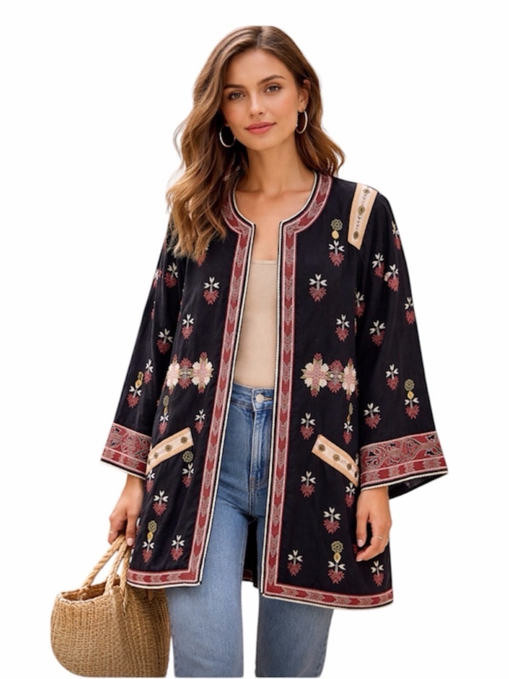 ULLA JOHNSON EMBROIDERED BEADED COAT KAFTAN STYLE